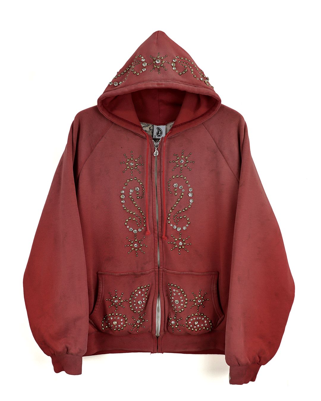Double Face Paisley Zip Stud Hoodie