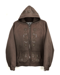 Double Face Paisley Zip Stud Hoodie
