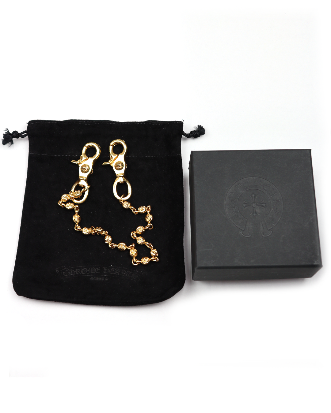 “CHORME HEARTS” 22k 2crip short crossball wallet chain