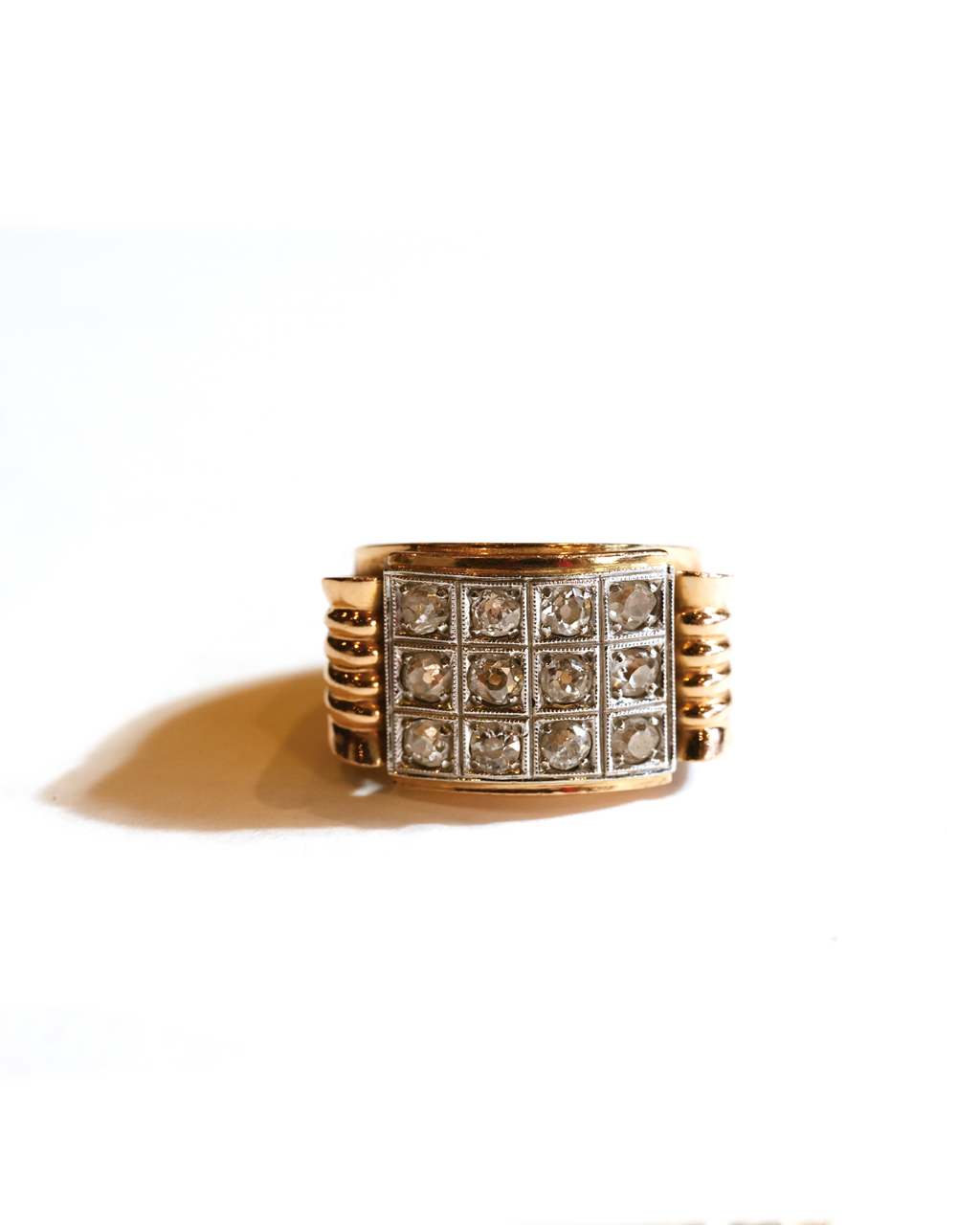 French Tank  Diamond  18k Ring
