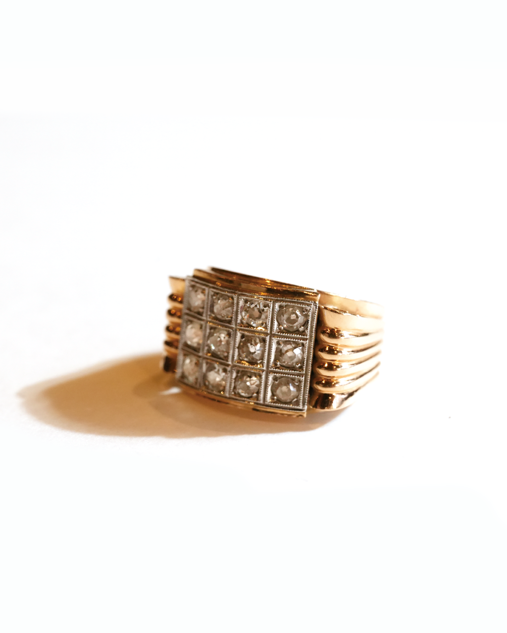 French Tank  Diamond  18k Ring