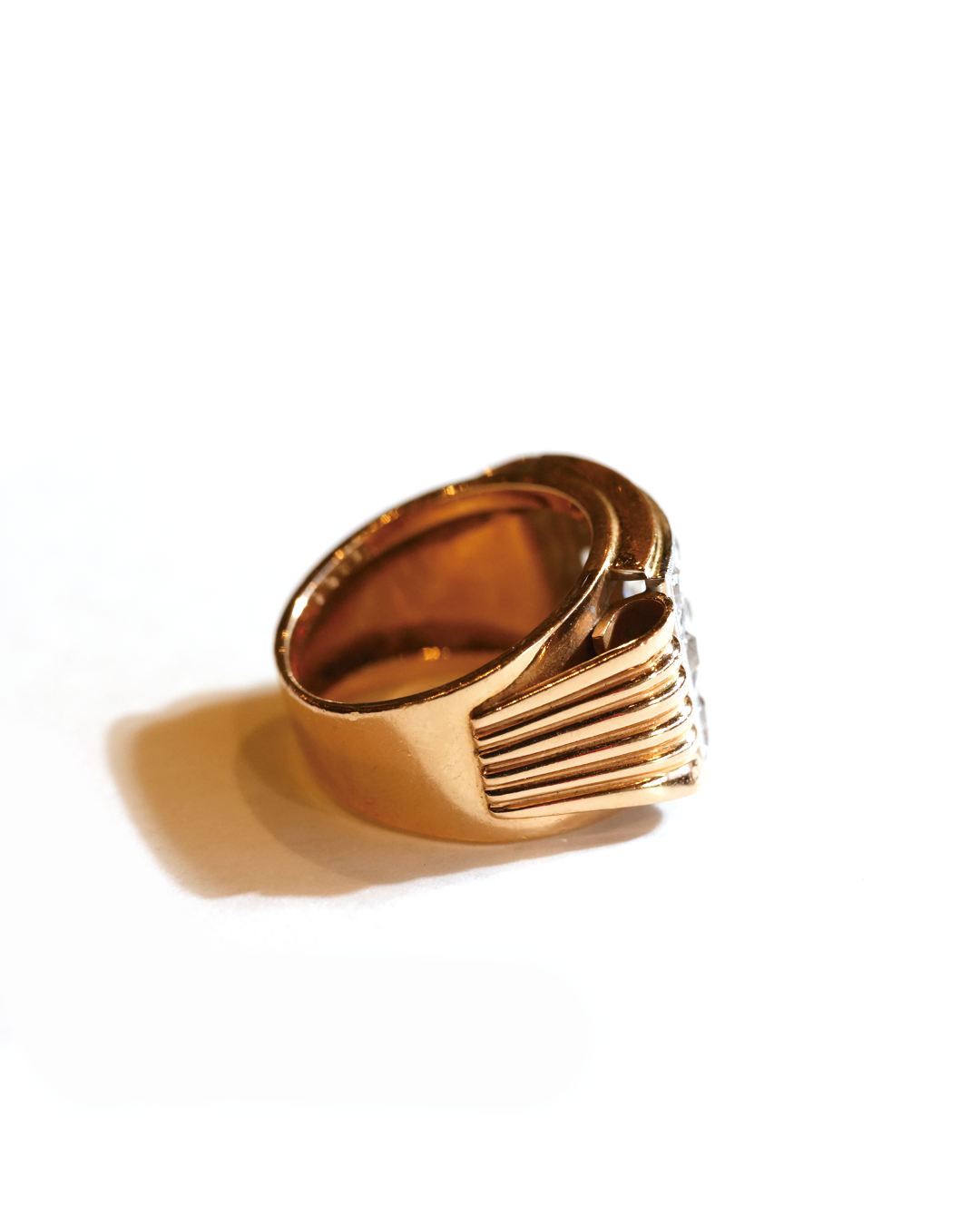 French Tank  Diamond  18k Ring