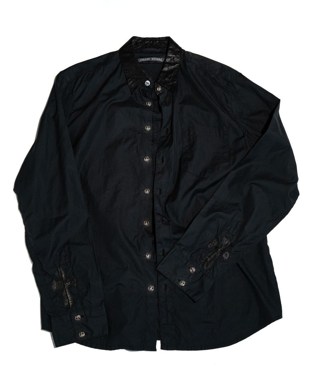 BS Fleur Button Leather Collar L/S Shirt
