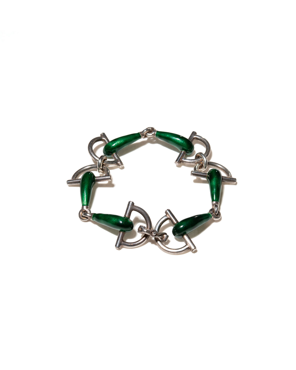 Sterling Silver & Green Enamel
Horsebit Bracelet