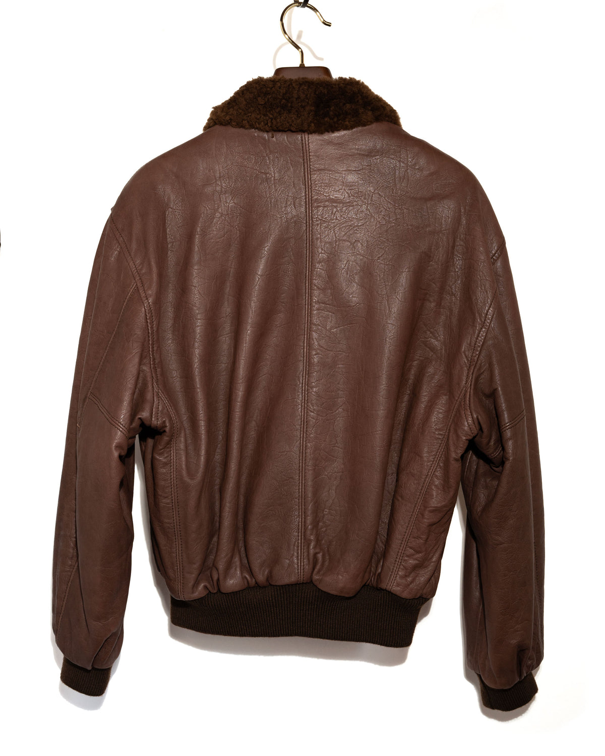 Shearling Collar Leather Bomber Jacket